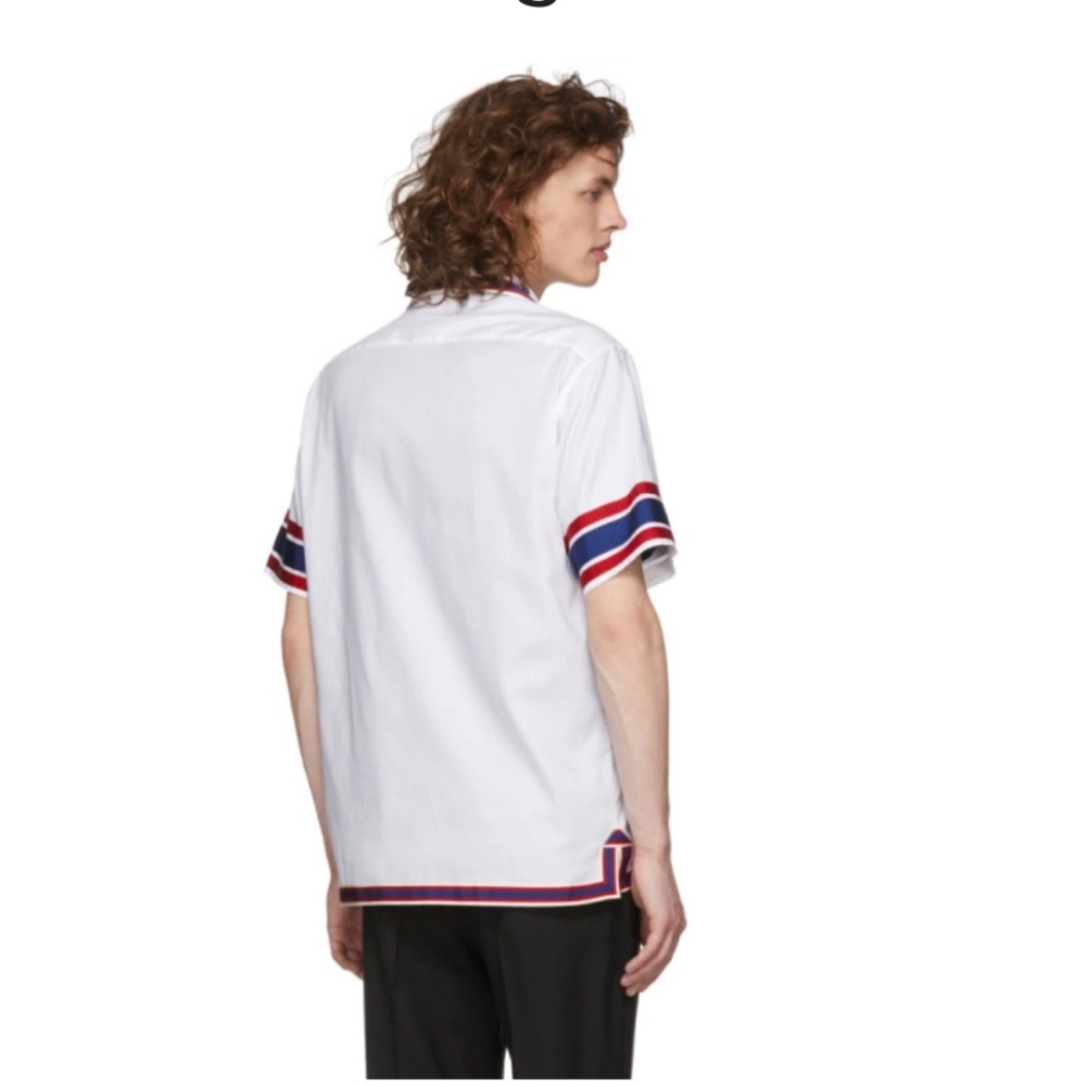GUCCI WHITE RETRO VIBES LOGO PATCH BOWLING SHIRT - Picture 2 of 15